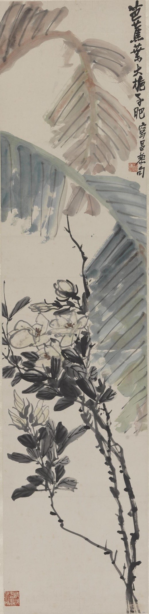 <h2>芭蕉栀子</h2><p>作者：陈师曾（1876-1923）</p><p>创作年代：</p><p>规格：137.4cm×32.5cm</p><p>品类：中国画</p>